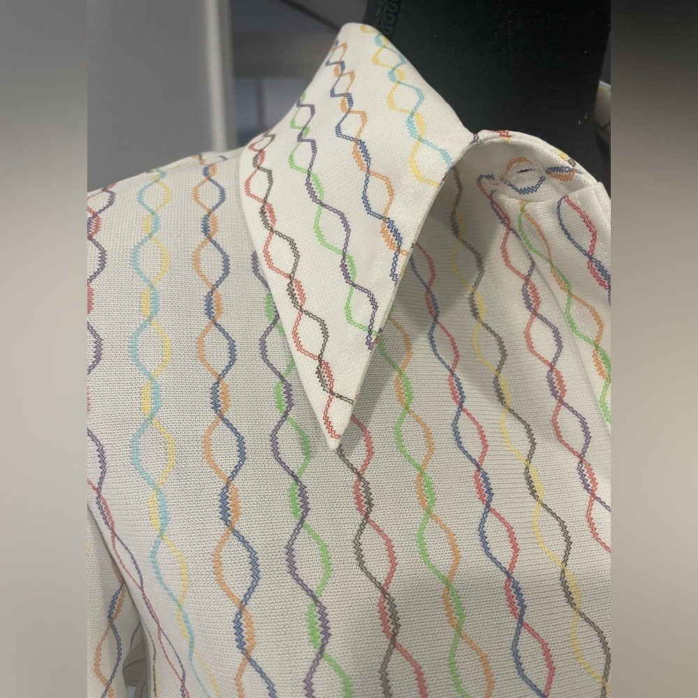 Vintage Button Down Shirt with Colorful Pattern
